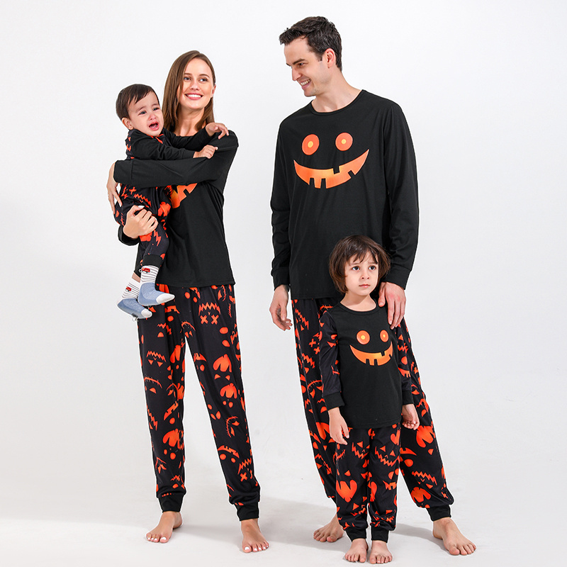 Mommy Daddy And Me Clothes Pajamas Set Halloween Printed Womens Men Kids Sleepwear For Family