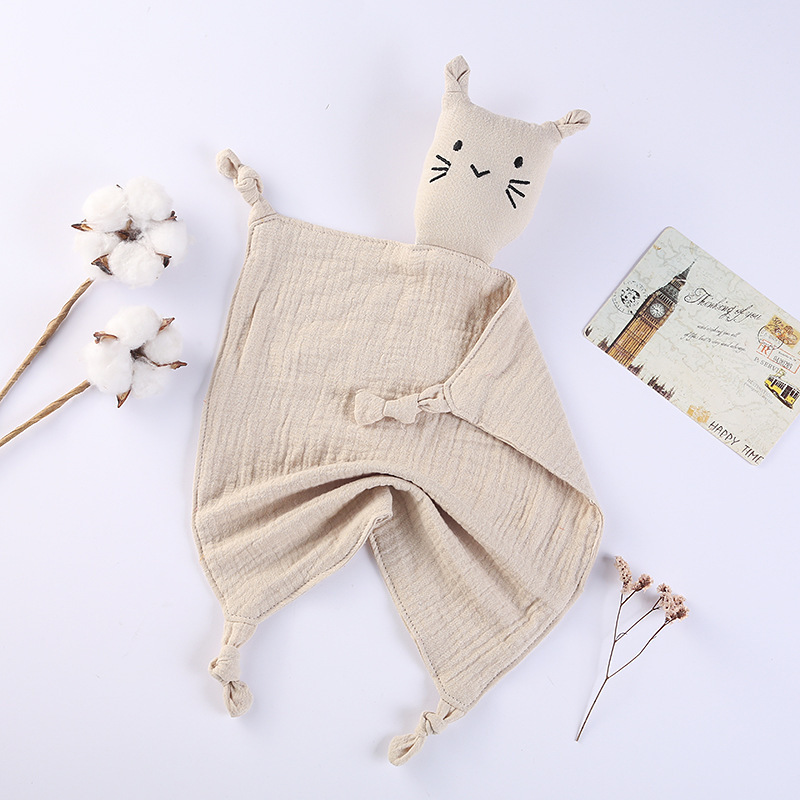 30*30cm Infant Comforter Toys Sleeping Baby Stuffed Cat Head Security Baby Security Blanket