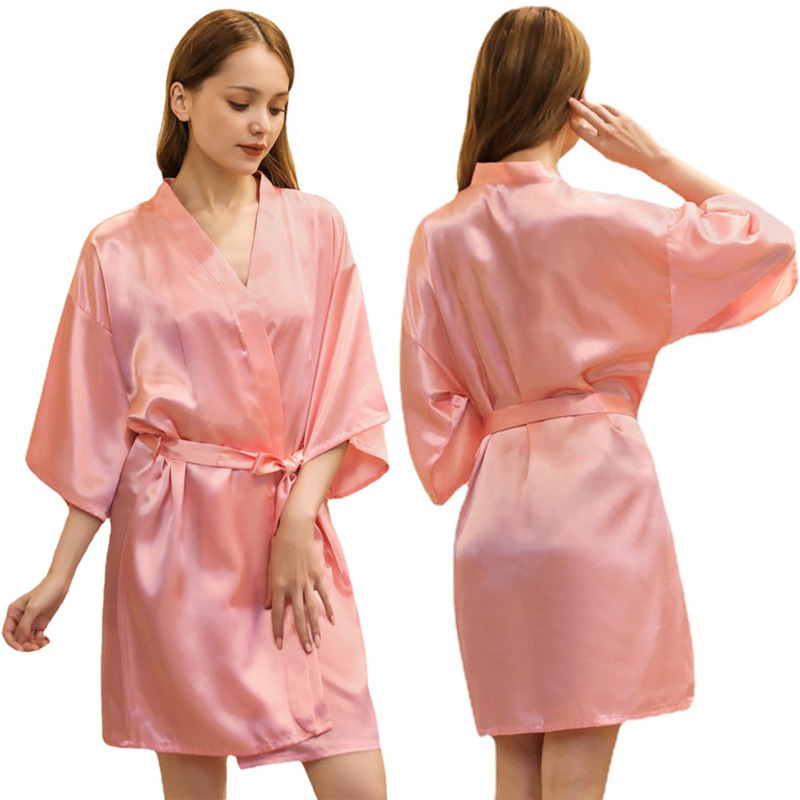 High quality sleeping robe for women wholesale solid blank color luxury satin robes silk kimono plus size 3XL sexy robes women