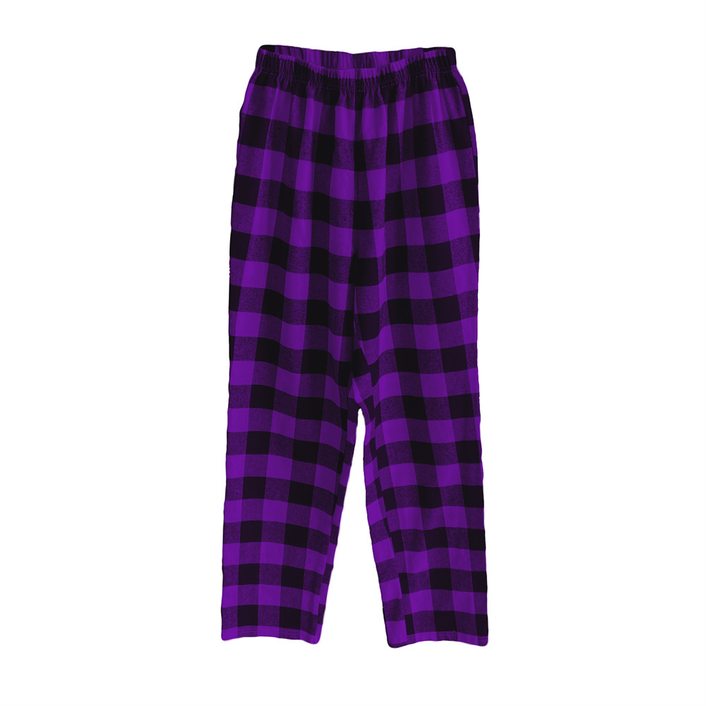 Wholesale High Quality Custom Soft Pajama Bottom Lounge Pants Plaid Flannel Wide Leg Pajama Pants for Women