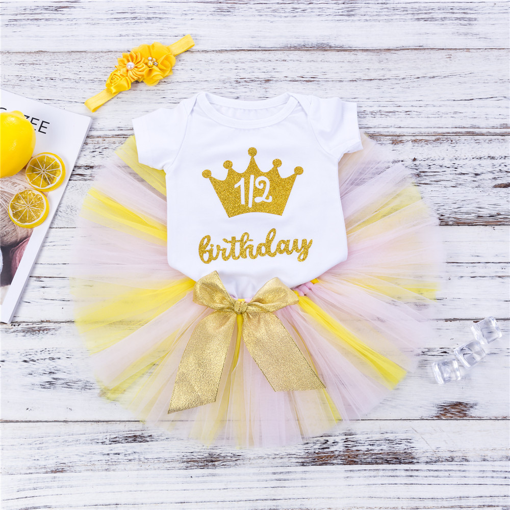 2023 Custom Baby Girl Toddler Kids 1st 2nd 3rd Birthday Party Cake Smash Outfit Rainbow Tutu Skirt Set Photo Shooting Clothes