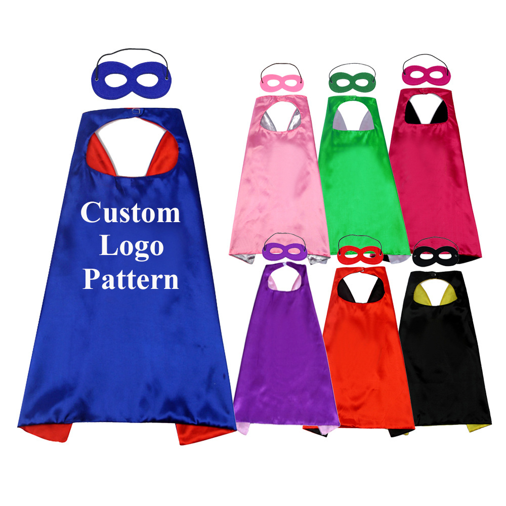 Wholesale High quality Superhero capes satin Double Layer Costume Adult Kids Super Hero Cape With Custom Logo Printing