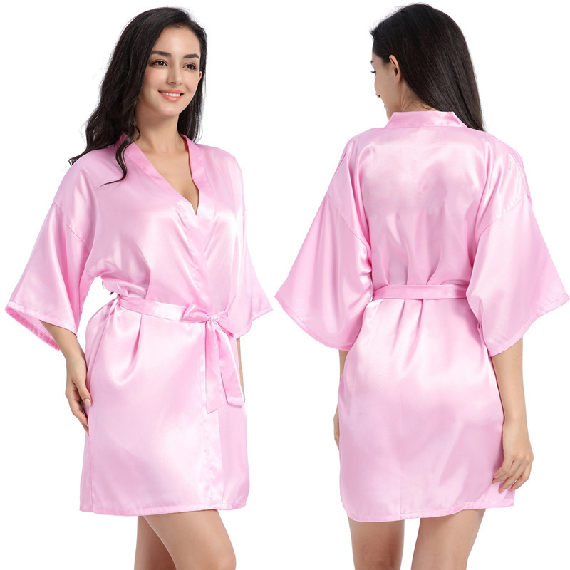 High quality sleeping robe for women wholesale solid blank color luxury satin robes silk kimono plus size 3XL sexy robes women