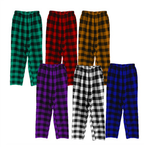 Wholesale High Quality Custom Soft Pajama Bottom Lounge Pants Plaid Flannel Wide Leg Pajama Pants for Women