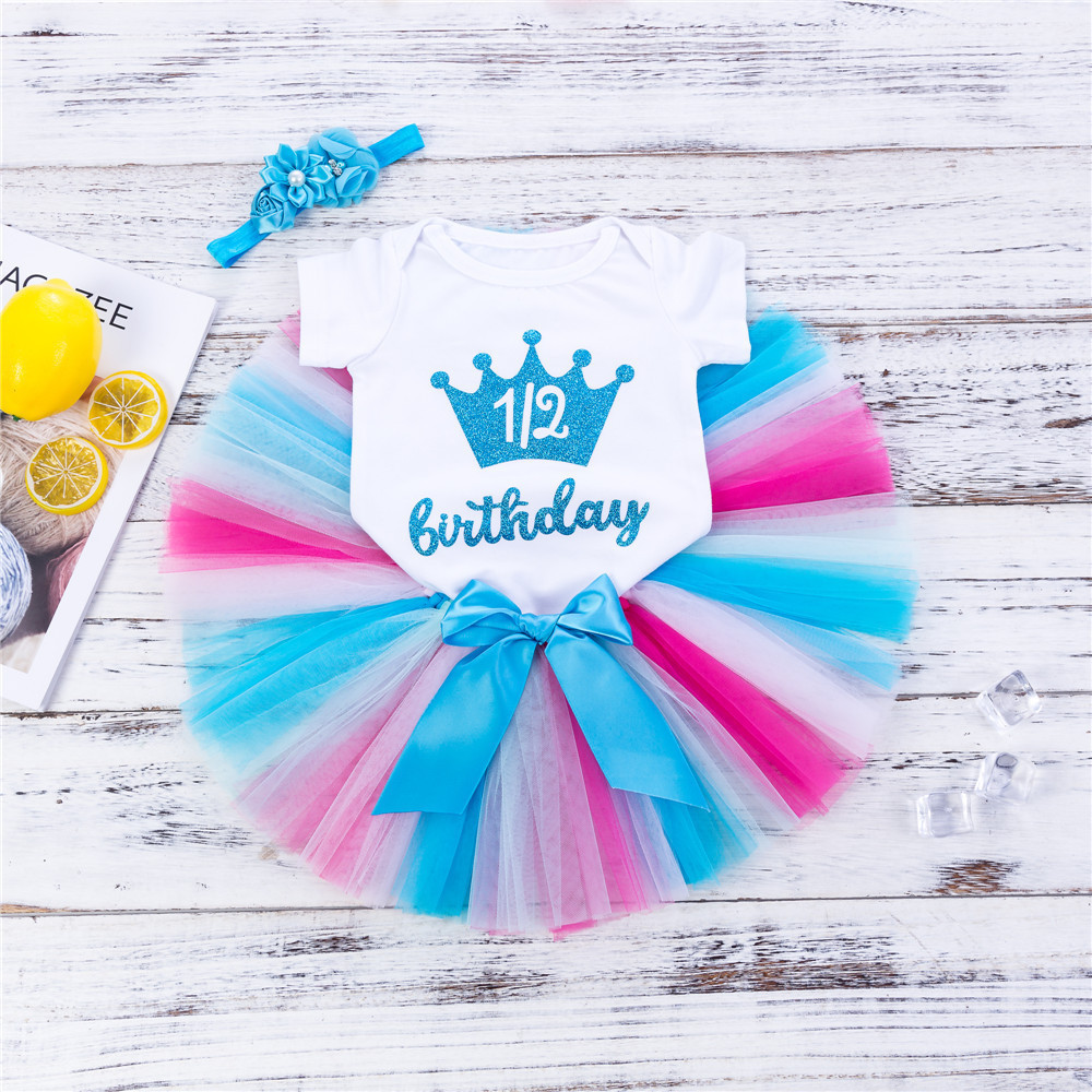 Baby clothes set tutu dress gift romper first birthday dress for baby girl with headband