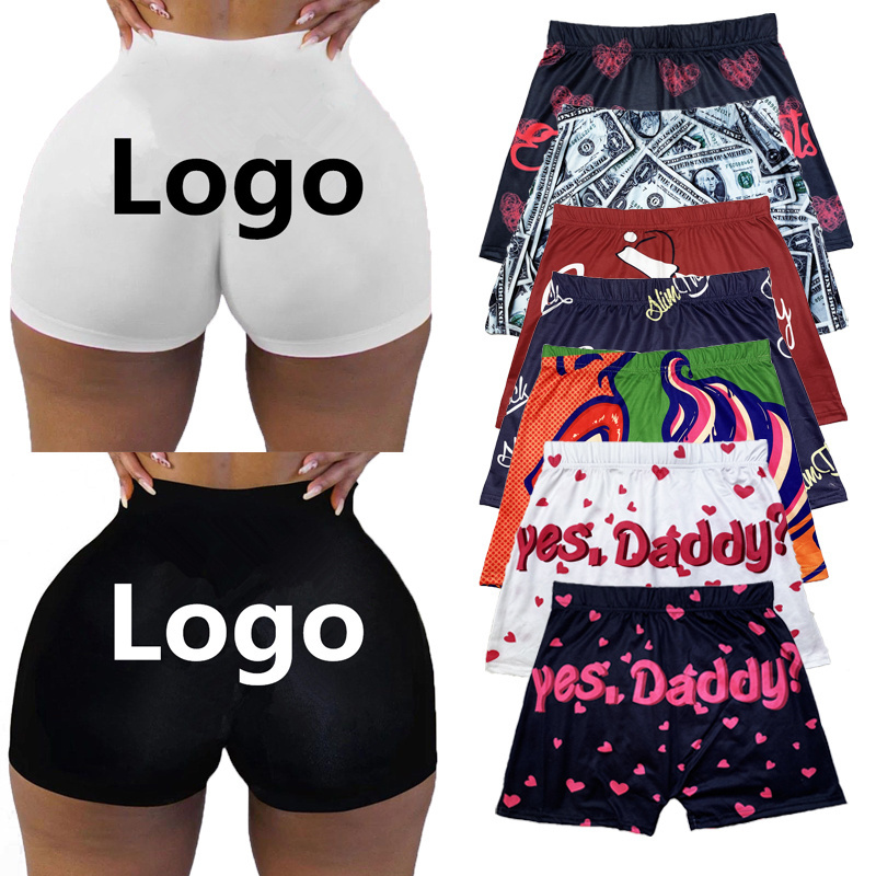 2023 Custom Summer Snack Shorts For Women Streetwear Yoga Gym Shorts Set Biker Plus Size Booty Seamless Boxer Women's Shorts