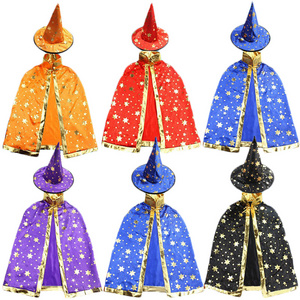 2022 Multicolor Children's Cape Pentagram Magician Wizard Halloween Party Costumes Kids capes