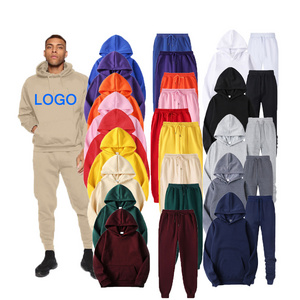 Custom logo 240gsm tracksuits for men women unisex jogger set fleece  hoodie sports wear blank