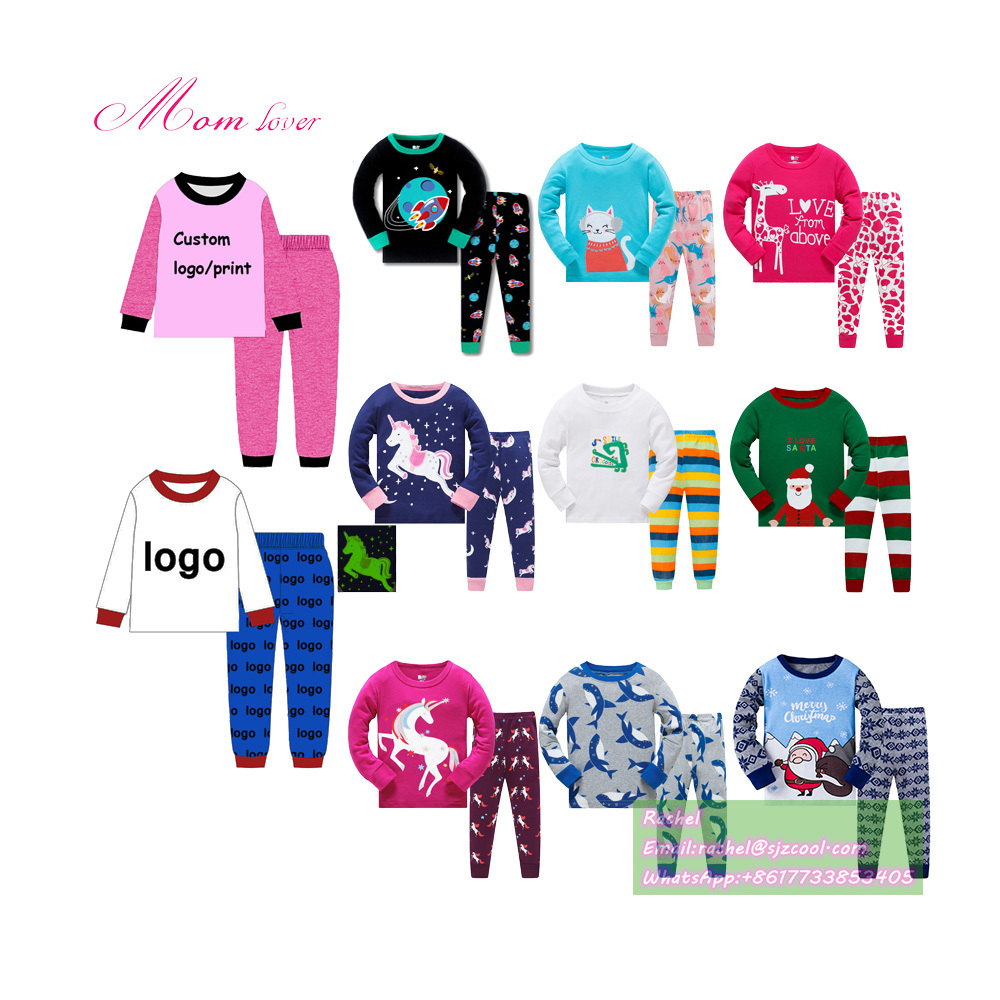 New Arrived Kids Pajamas Children 100% cotton children Pajamas casual cartoon printed character sleepwear 2 pcs girl pyjamas