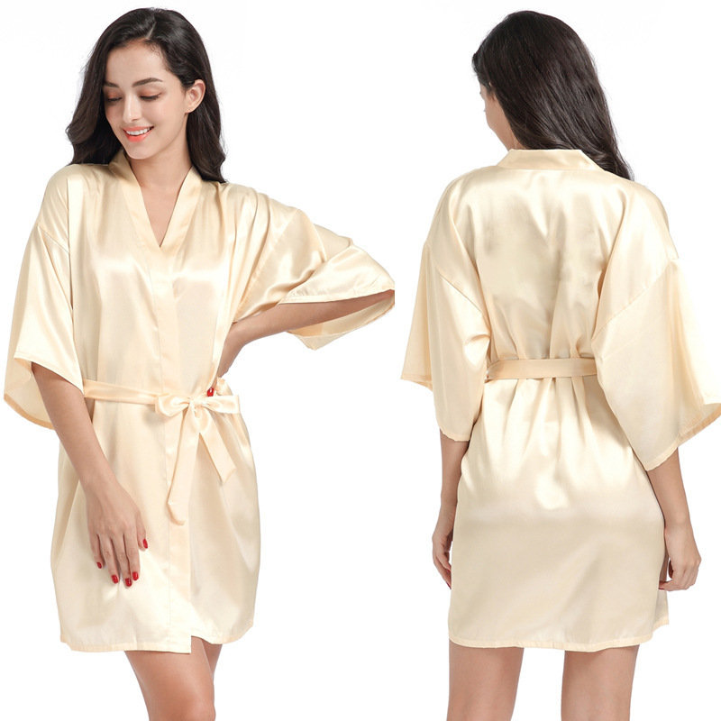 High quality sleeping robe for women wholesale solid blank color luxury satin robes silk kimono plus size 3XL sexy robes women