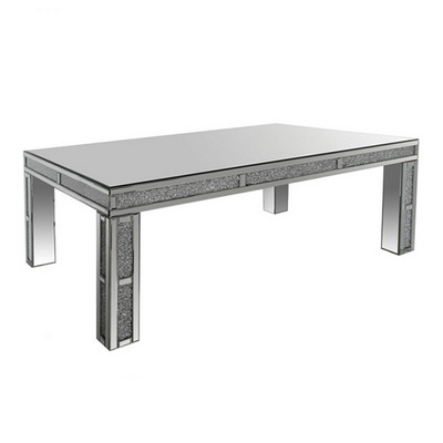 sparkle mirrored furniture large crushed diamond dining table