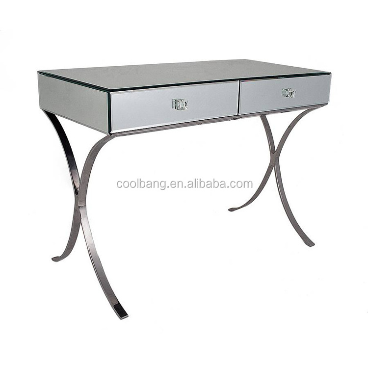 Top quality luxury acrylic mirrored console table with stainless steel legs