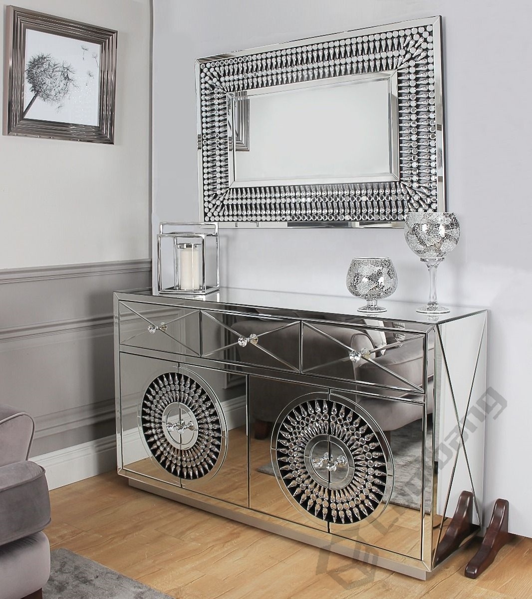 Coolbang modern mirrored sideboards buffet cabinets for livingroom