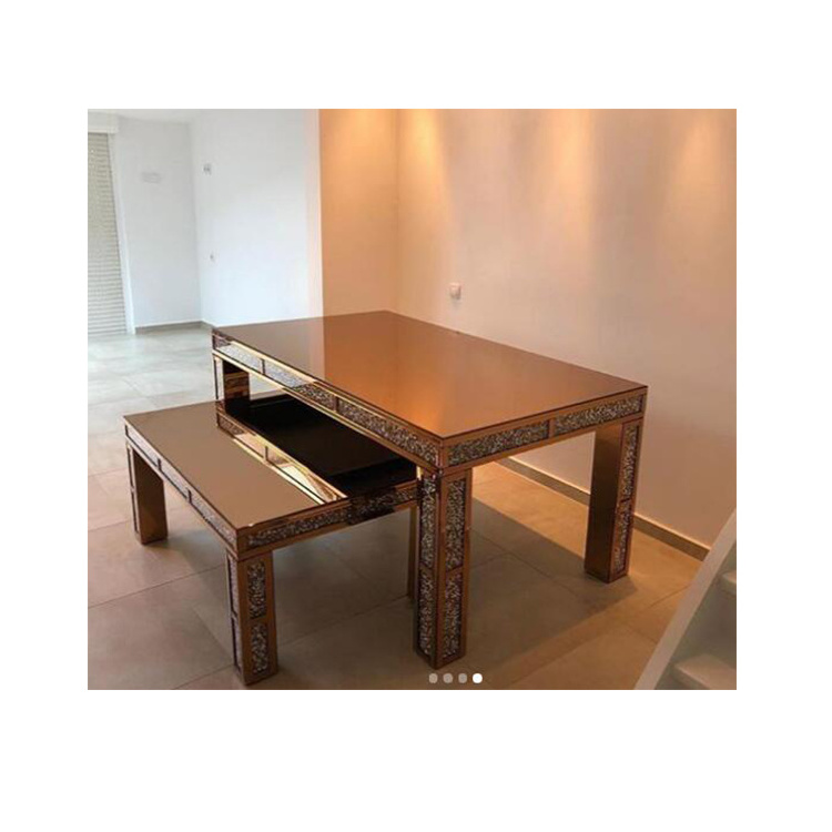 sparkle mirrored furniture large crushed diamond dining table