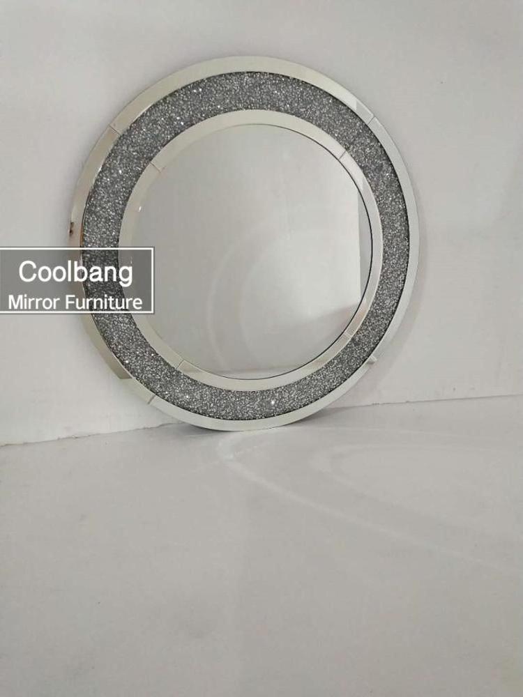 Modern Vanity Crushed Diamond Wall Mirror Wall Decoration Round