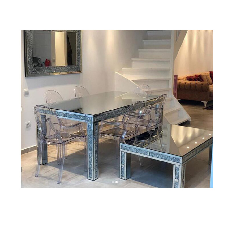 sparkle mirrored furniture large crushed diamond dining table