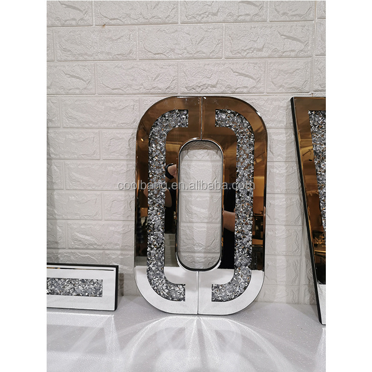 Wholesale Crushed Diamond Mirrored Furniture Crystal Letters LOVE Wall Art