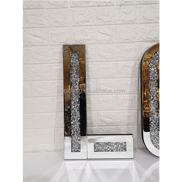 Wholesale Crushed Diamond Mirrored Furniture Crystal Letters LOVE Wall Art