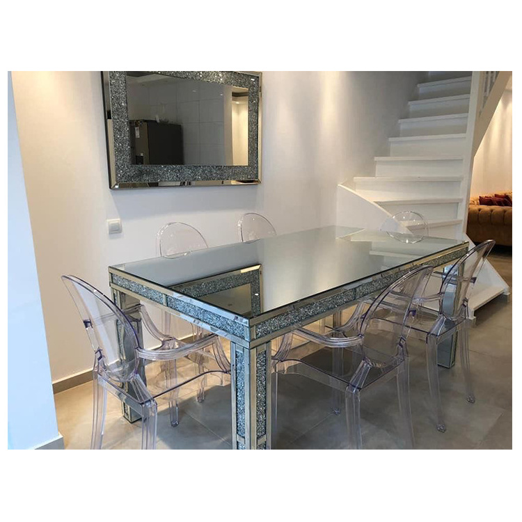 sparkle mirrored furniture large crushed diamond dining table