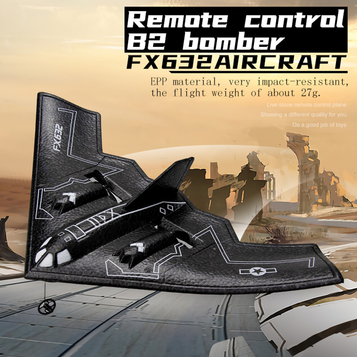 Hot Sale FX632 B-2 Stealth RC Plane Model 2.4Ghz Remote Control Foam Aircraft Hand Thrown Fixed Wing Drone Toys RC Toys Gifts