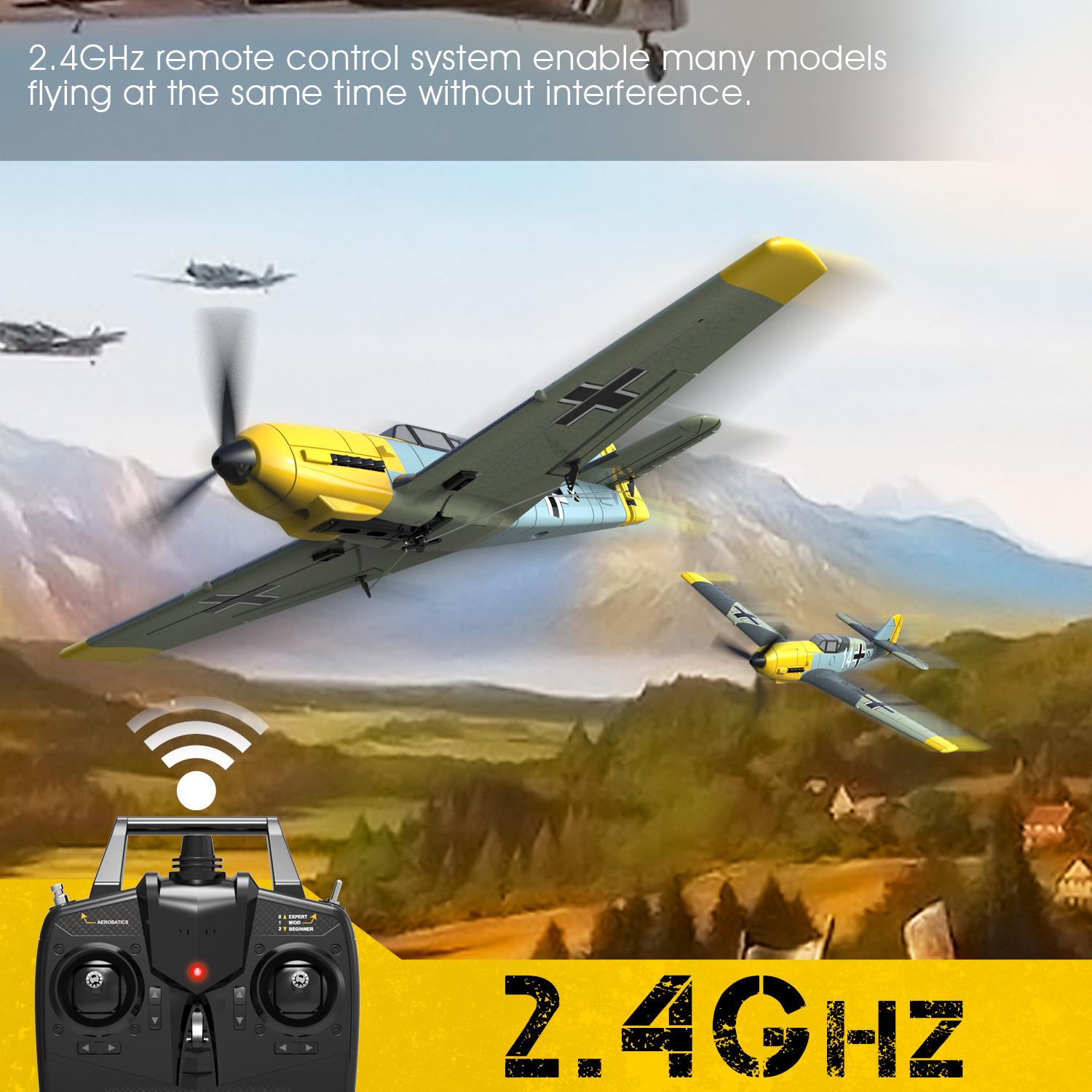 76111 RC Airplane BF109 Fighter Fixed Wing Model RTF Outdoor Toys 2.4Ghz 4CH Electric Remote Control Aircraft Toys Flyer Gifts