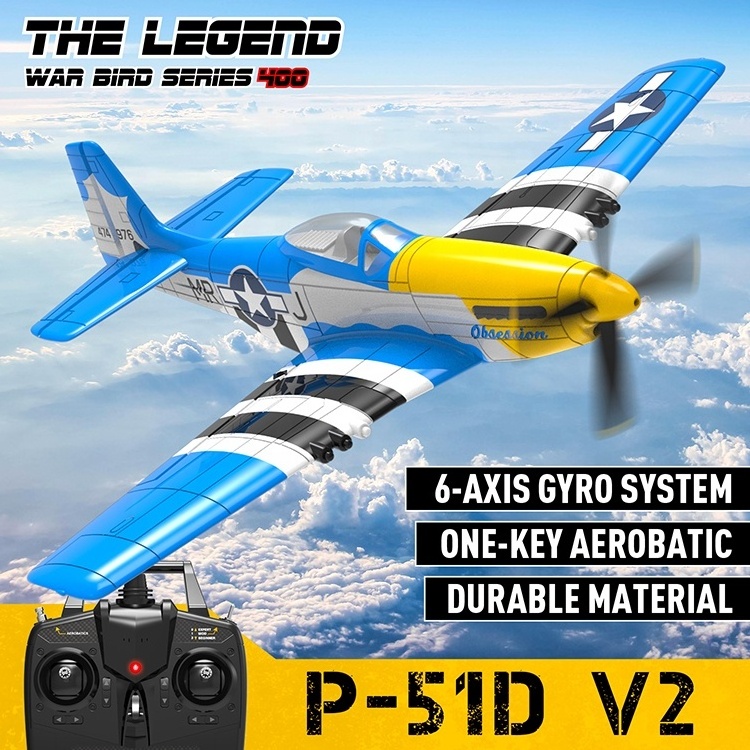 VOLANTEX P51D Mustang 76105 Fighter RC Plane Model Gyro Radio RTF Remote Control RC Airplane Aircraft Toys 2.4G 4 Channel 6-axis