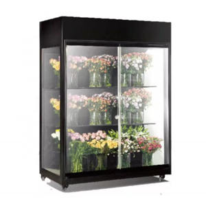 Commercial Upright Flower Display Showcase High Quality 2 Glass Door Flower Cooler