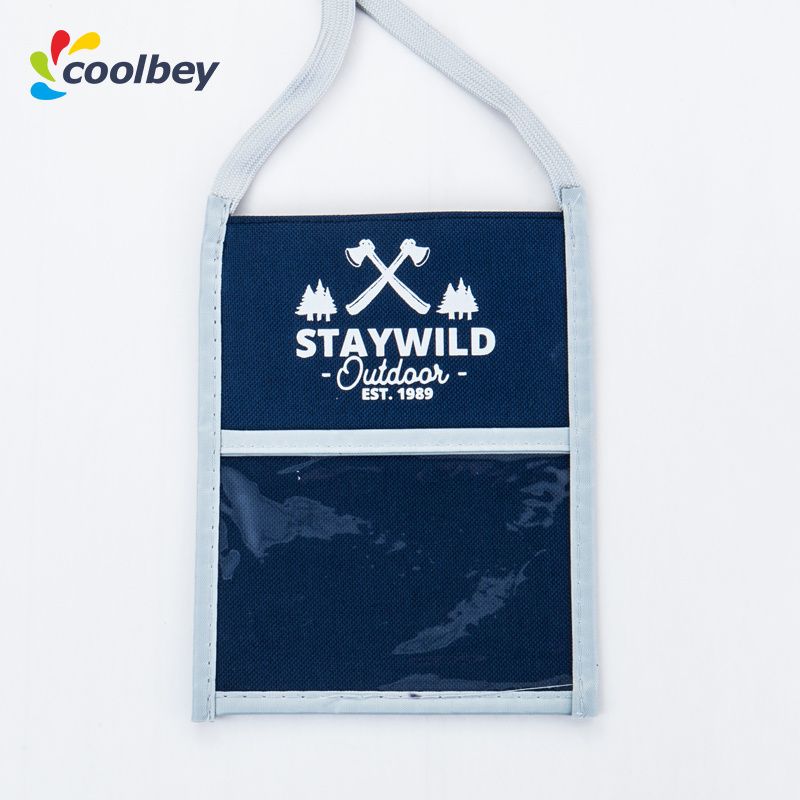 Custom Logo Printed Two Sided Conference ID Card Nylon Neck Wallet Badge Holder For Trade Show