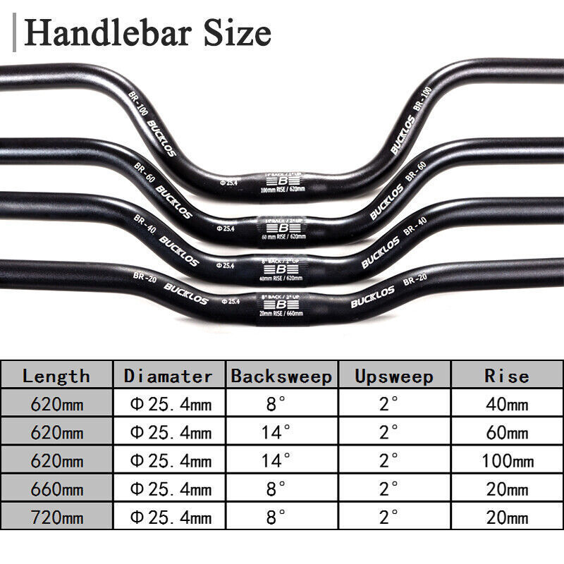 BUCKLOS manillar 25.4mm manillar mtb Bicycle Swallow Handlebar Ultralight 620/660/720mm Riser Handle Bar Bicycle Accessories