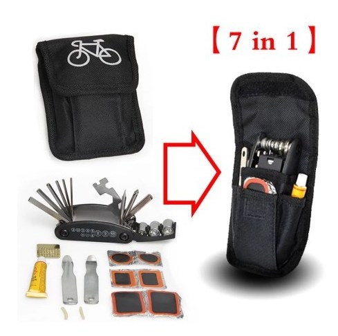 Multifunctional Bicycle Repair Tool 7 in 1 Tools Repair Kit Rubber Patch Glue Tyre Lever Emergency Repair Cycling Accessories