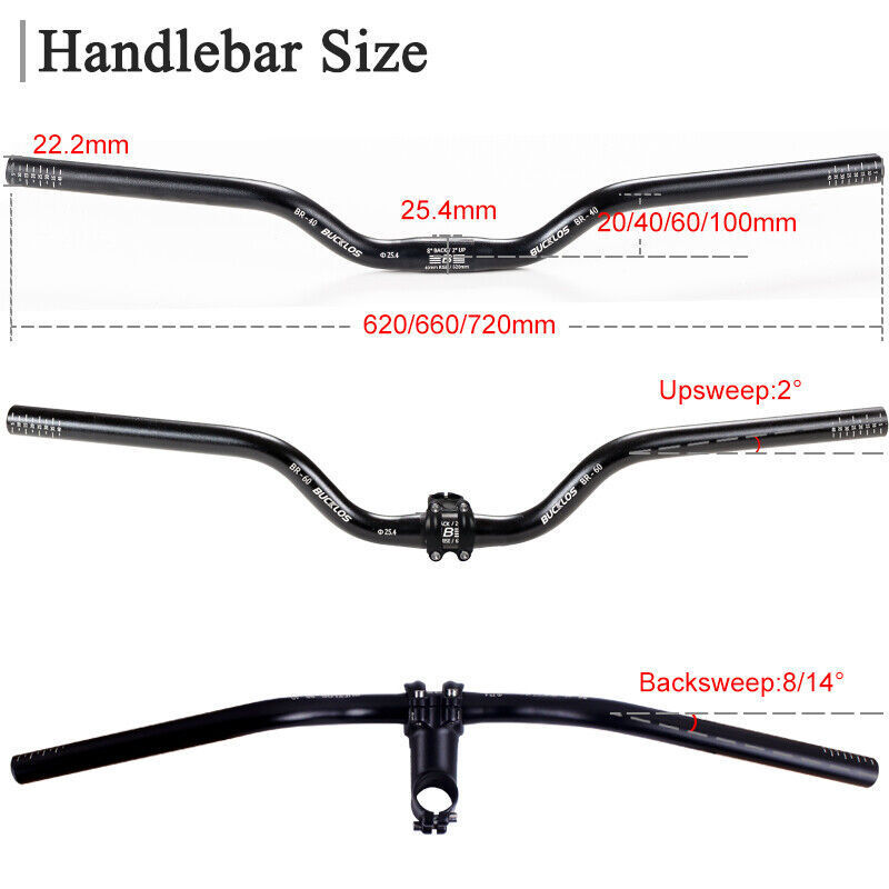 BUCKLOS manillar 25.4mm manillar mtb Bicycle Swallow Handlebar Ultralight 620/660/720mm Riser Handle Bar Bicycle Accessories