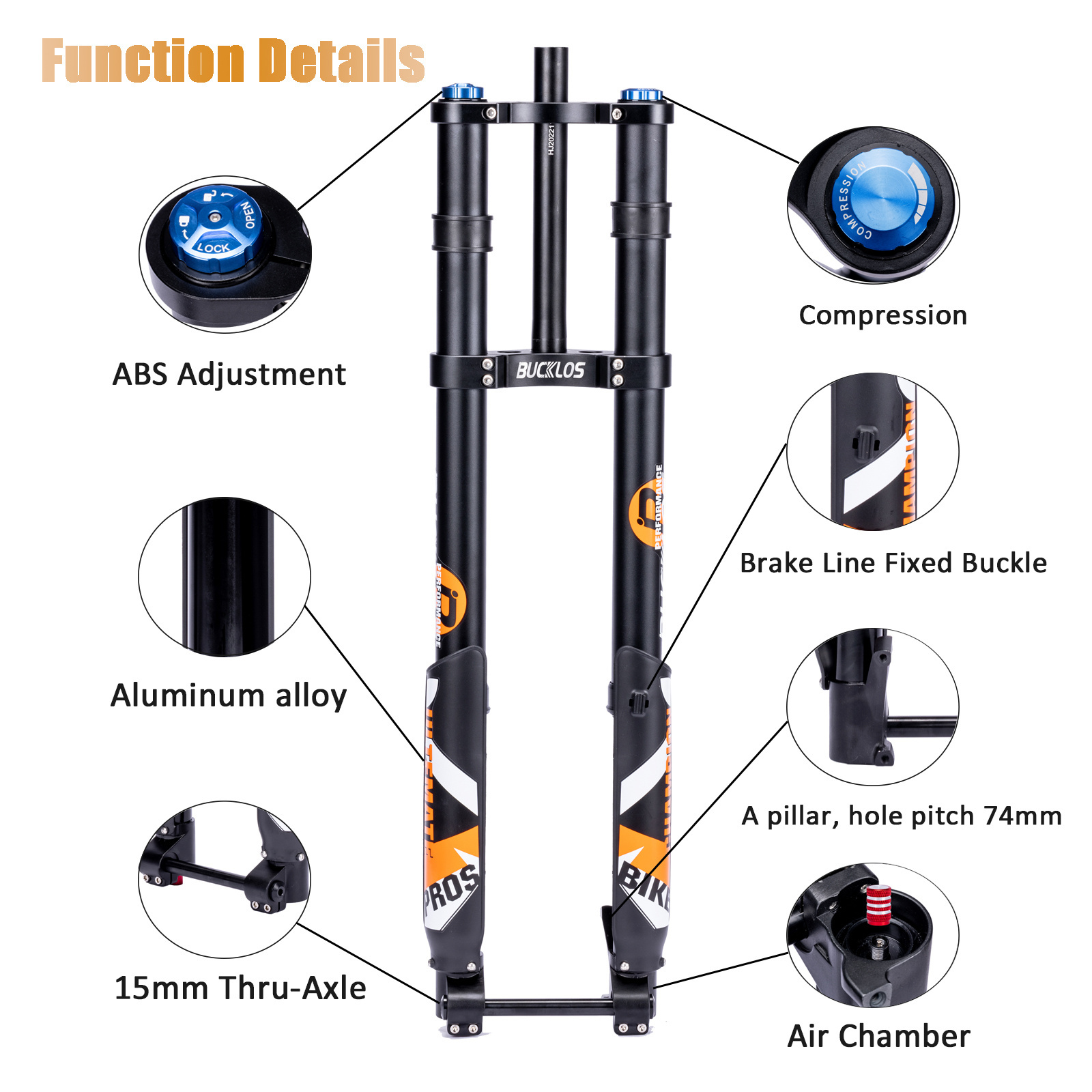 BUCKLOS Horquilla mtb 29 Inch MTB Electric Downhill inverted fork Double Crown Inverted Fork  Aluminum Alloy Bicycle Fork