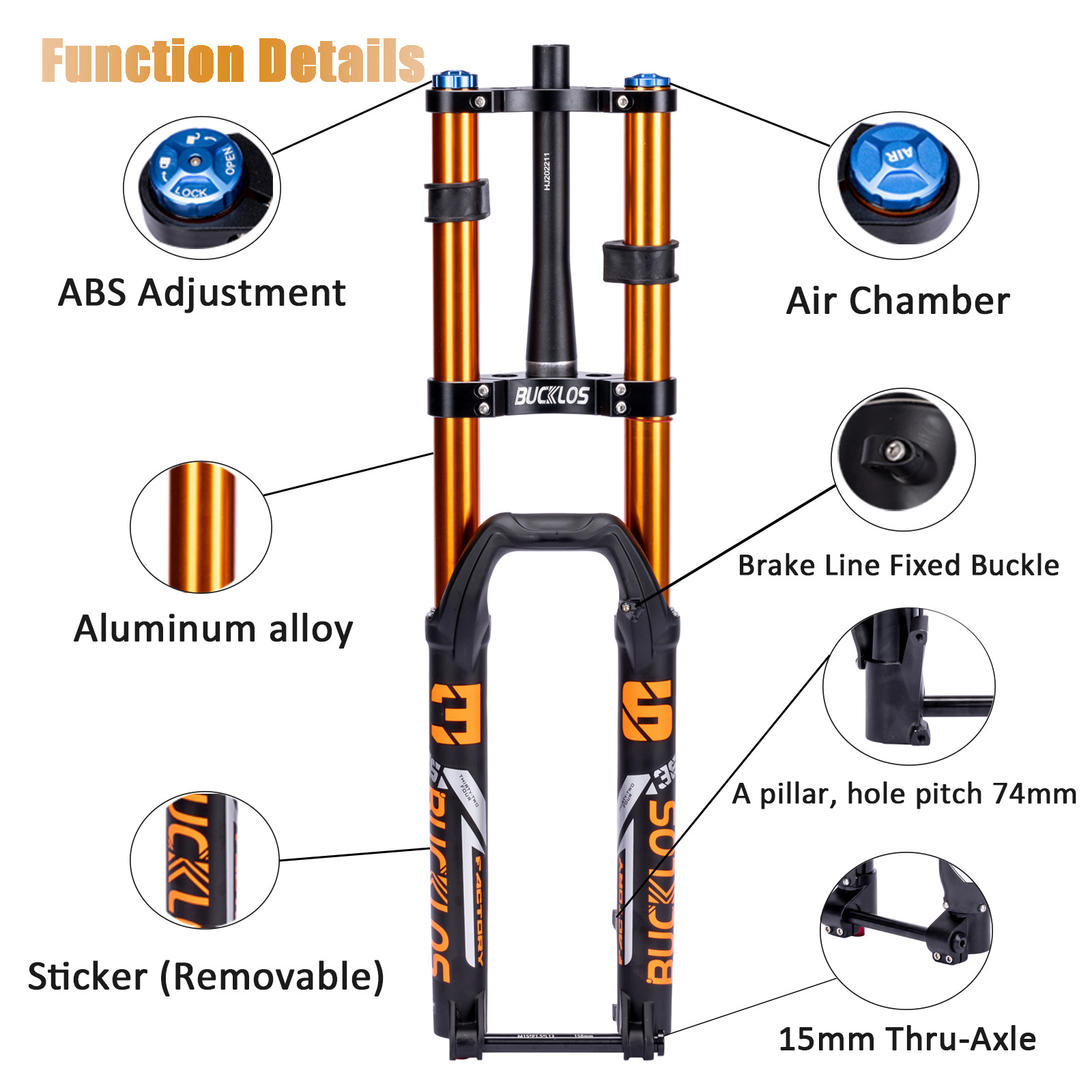 BUCKLOS 27.5 29 inches downhill double shoulder bicycle inverted fork electric bicycle mountain air suspension bicycle fork