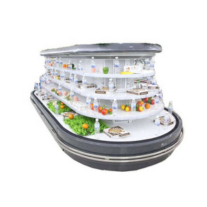 Supermarket Commercial Open Round Display Vegetables Island Refrigerator