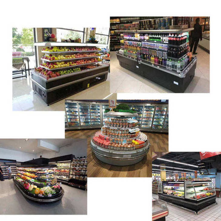 Supermarket Commercial Open Round Display Vegetables Island Refrigerator