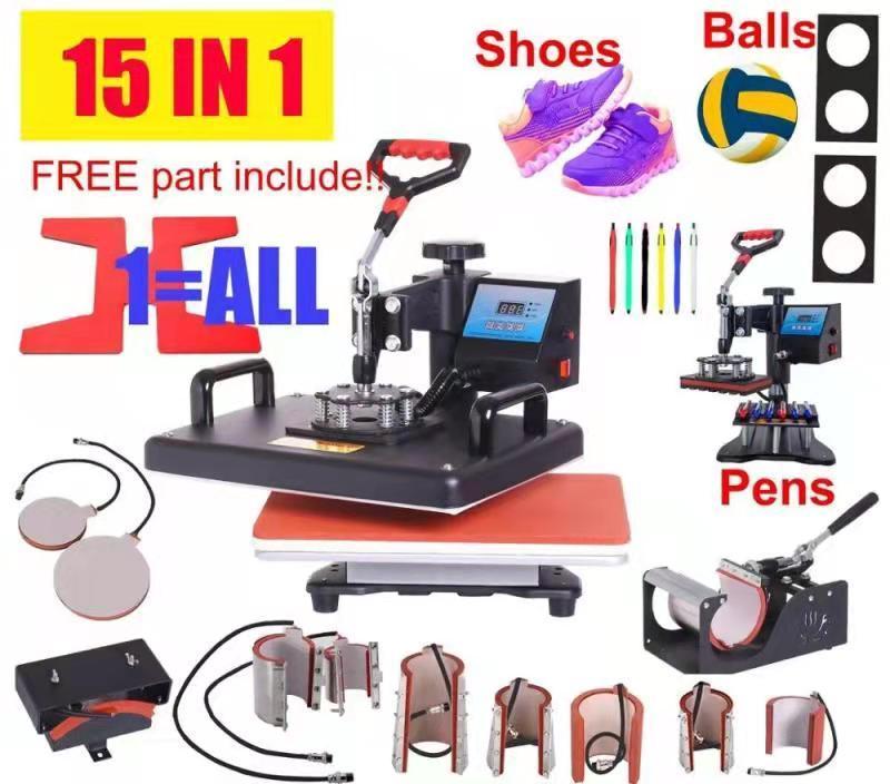 15 In 1 Combo Heat/Hot Press Machine Mug T-shirt cap Plate Pen heat transfer machine multi-function sublimation Print machine