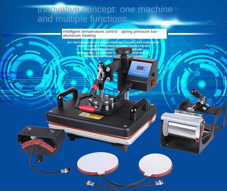 5 in 1 swing awying combo heat press machine T-shirt mug hat Plate heat transfer sublimation multi-function print machine