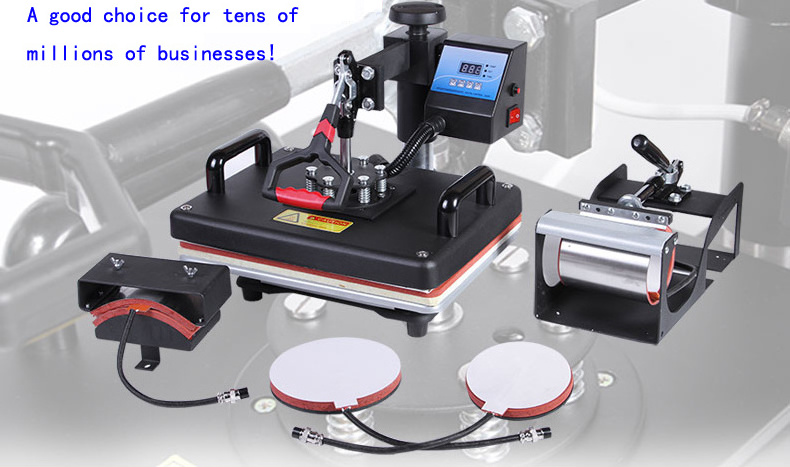 5 in 1 swing awying combo heat press machine T-shirt mug hat Plate heat transfer sublimation multi-function print machine