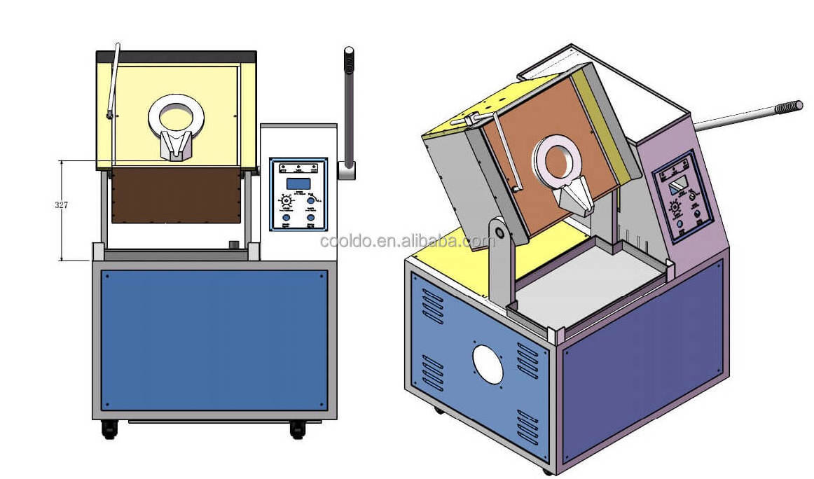 Speedy Melting 5KG 10KG 15KG Manual Tilting System Induction Gold Silver Melting Furnace For Sale