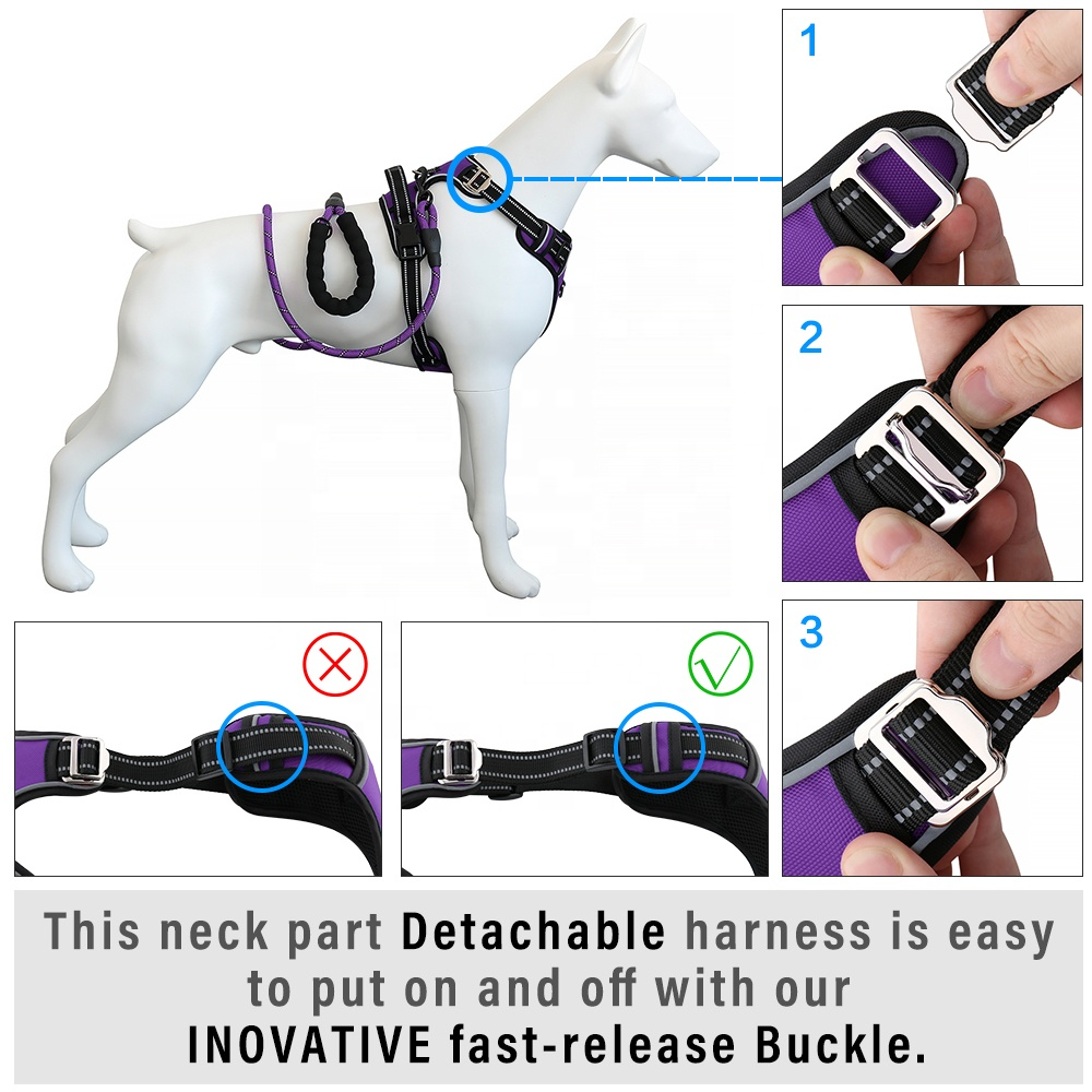 Dog harness manufacturers custom logo designer luxury adjustable waterproof reflective no pull pet dog harness