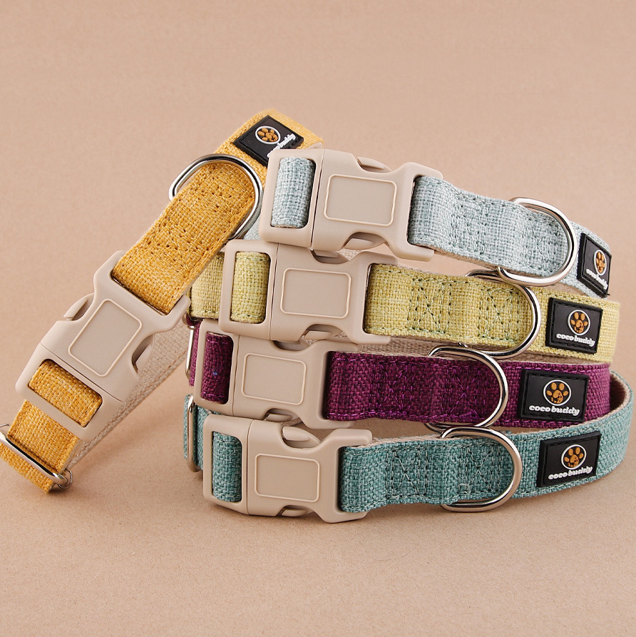 Wholesale Design Germany Plain Color Eco-Friendly Cotton Webbing Hemp Grande Dog Collar With Matching Leash And Harness