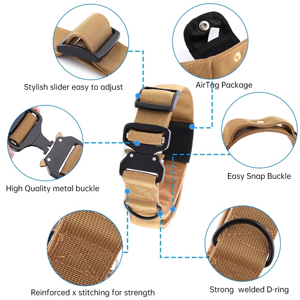 Quick Release Heavy Metal Buckle Pet Dog Collar 1000D High Quality Nylon Fabric Tactical Pet Collar and Leash