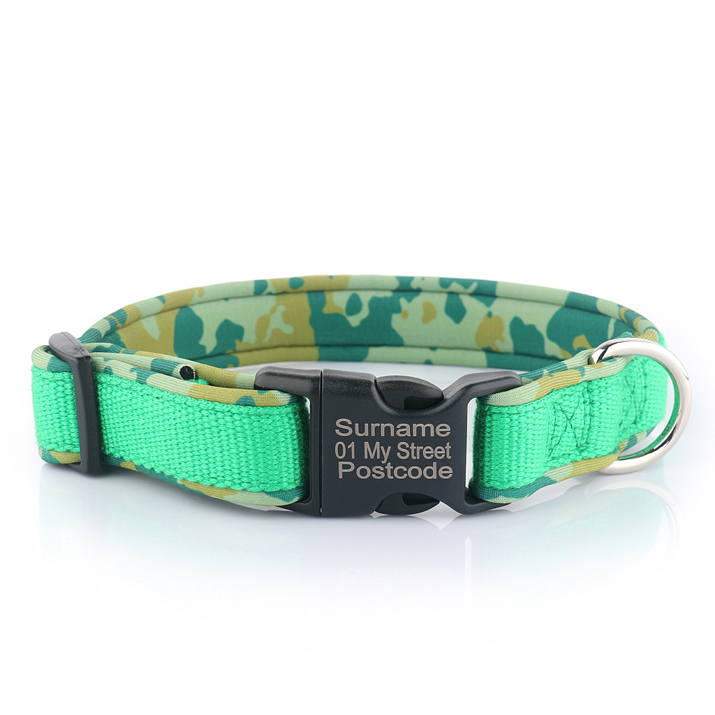 Factory Supply Camo Padded pet dog Collar Custom Embroidery Logo Luxury Bamboo Dog Collar