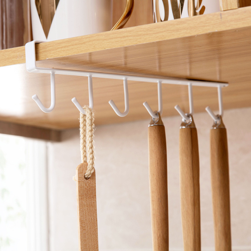 Kitchen Storage Rack 1pc Iron Hanger Holder Cup Board Hanging Hook Hanger Organizer Home Multifunctional Towel Storage Rack