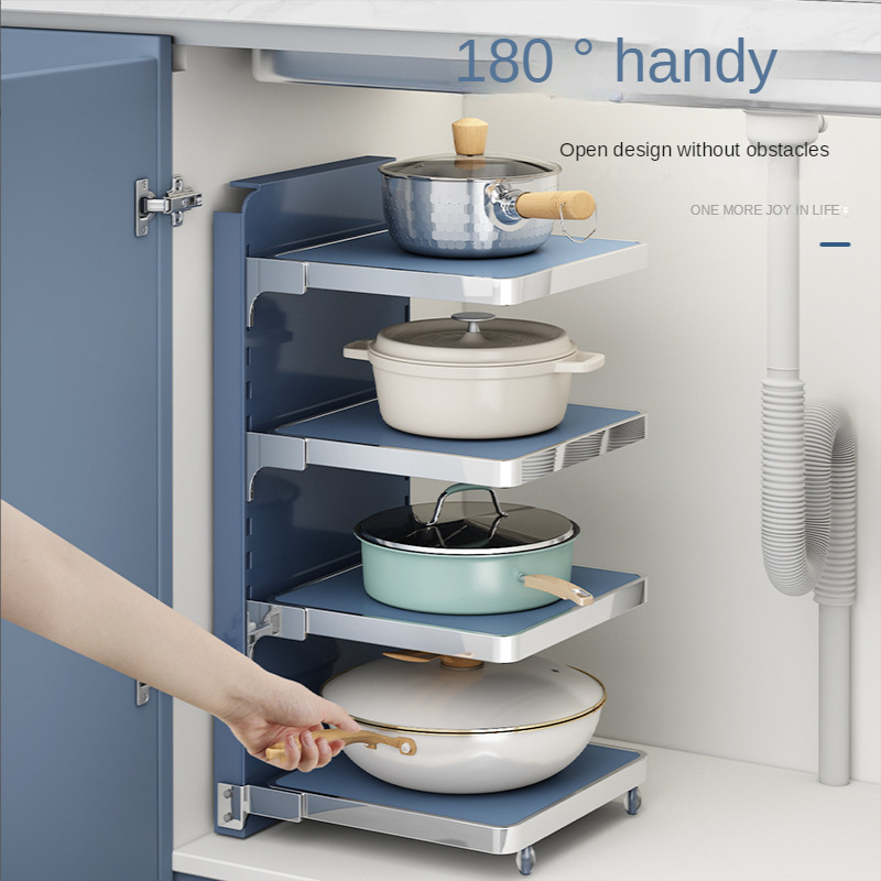 Kitchen Sink Multi-layer Pot Storage Shelf Cabinet Multi-layer Pot Rack Multi-functional Kitchen Corner Storage Closet Organizer