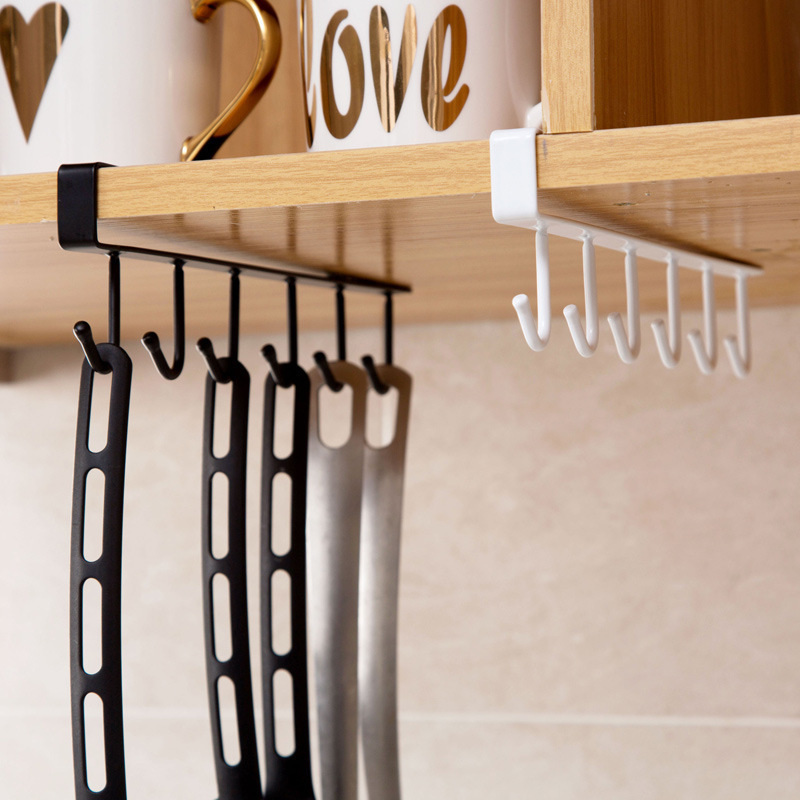 Kitchen Storage Rack 1pc Iron Hanger Holder Cup Board Hanging Hook Hanger Organizer Home Multifunctional Towel Storage Rack