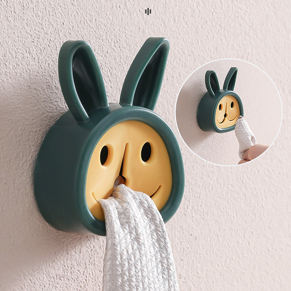 4pcs Rabbit Towel Rack Bathroom Shelf Hooks Hanger Kitchen Storage Organizer Suction Cup Clothes Holder Bath Bedroom Wall Hooks