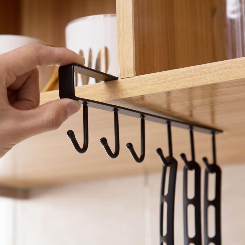 Kitchen Storage Rack 1pc Iron Hanger Holder Cup Board Hanging Hook Hanger Organizer Home Multifunctional Towel Storage Rack