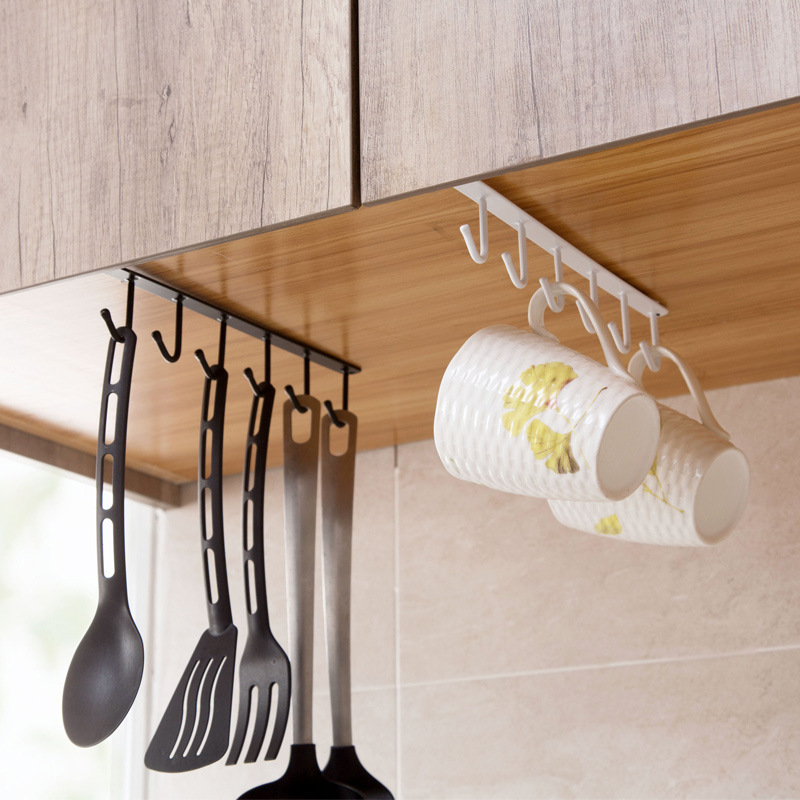 Kitchen Storage Rack 1pc Iron Hanger Holder Cup Board Hanging Hook Hanger Organizer Home Multifunctional Towel Storage Rack