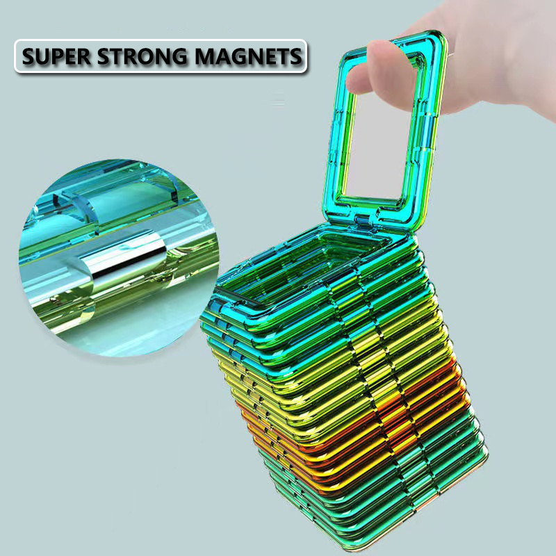 Magnetic Tiles Toy Plastic Magnetic Building Blocks Safe 3d Diy Construction Toys Educational Stem Toy For Kids